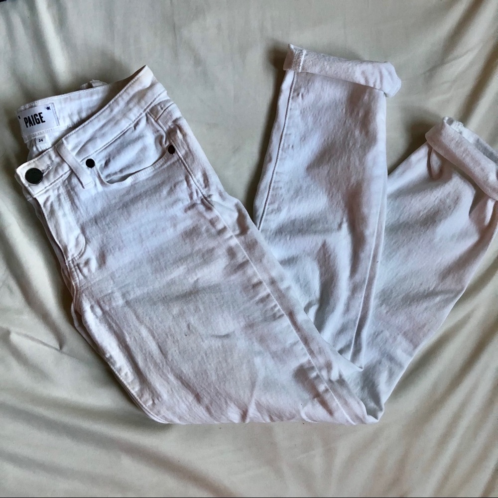 Paige Kylie Crop Skinny Jeans in White